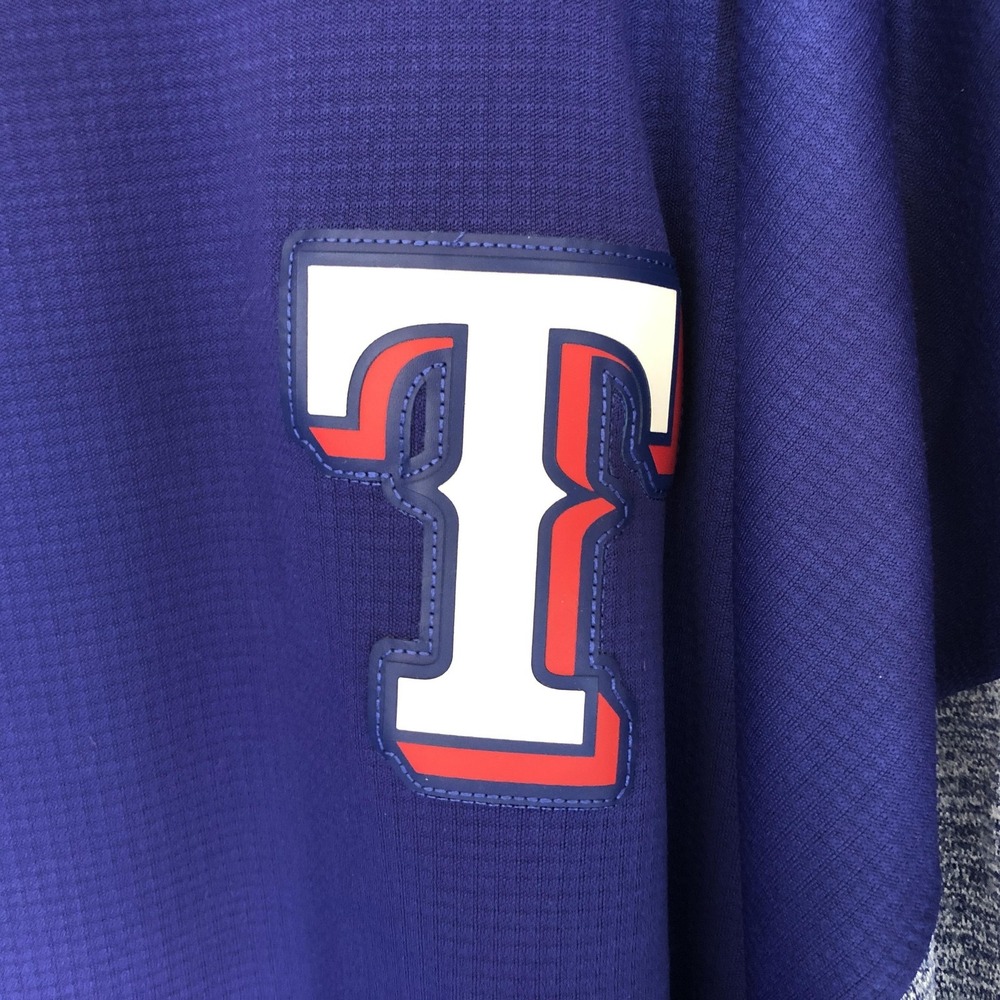 Texas Rangers Shirt Mens 5XL Blue Long Sleeve MLB Baseball Majestic ThermaBase - Picture 3 of 10